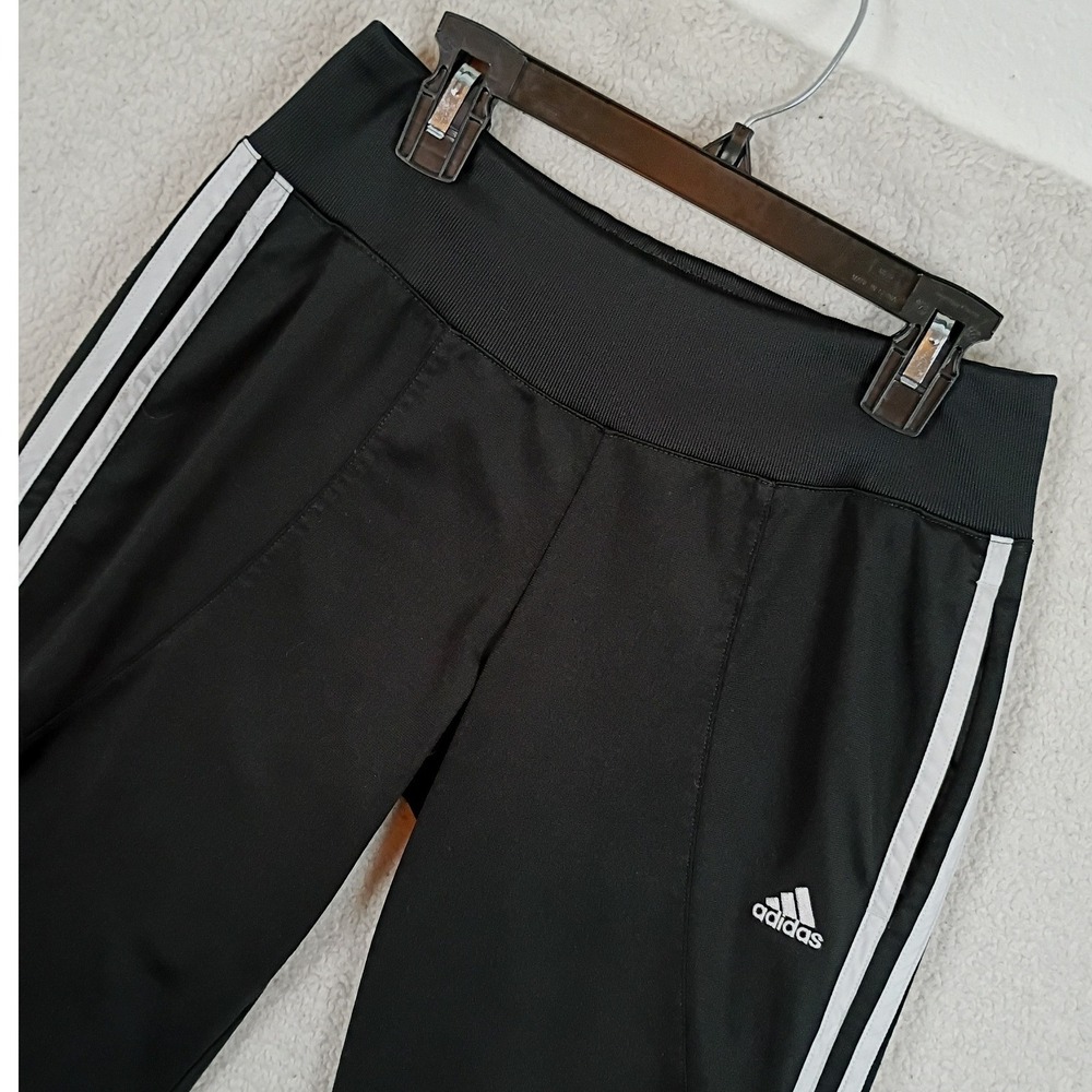Adidas Track Pants Three Stripe Women S Black Activewear Yoga Gym Pull On - Picture 4 of 11